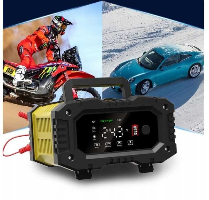 Prostownik akumulatorowy  FOXSUR 10A pojemności aku. 6-200Ah