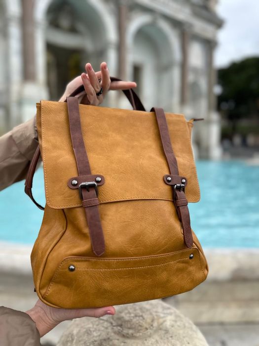 Stylowy skórzany włoski plecak vintage - Unisex