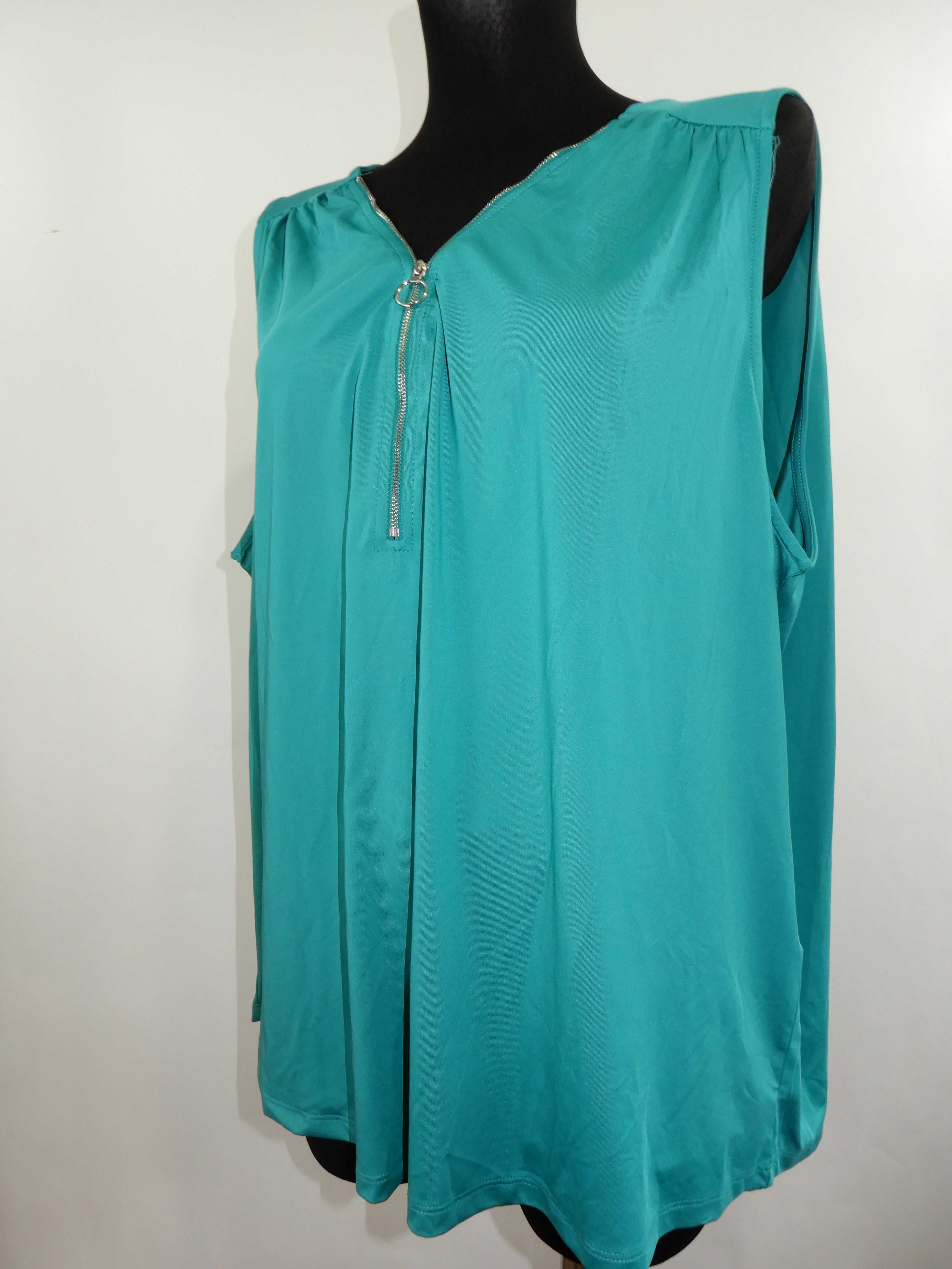 Bluzka krótki rękaw elegancka zielona zamek Cellbes 54 56 7XL 8XL