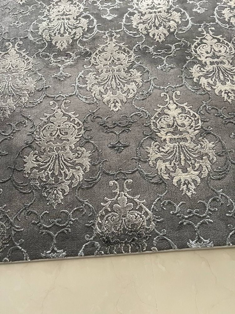 Dywan turecki tłoczony żakardowy glamour szary elite