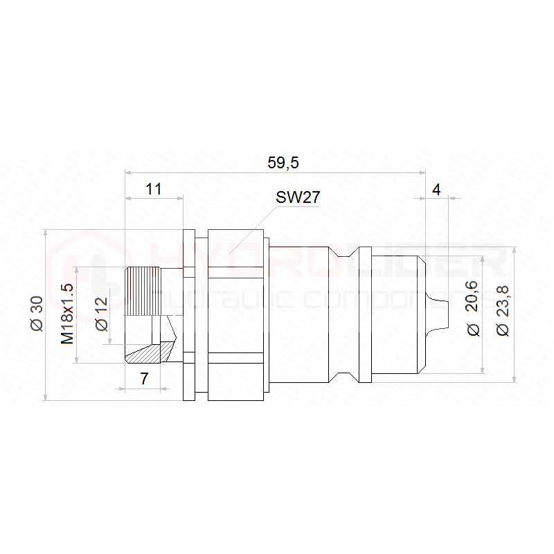 Szybkozłącze hydrauliczne złącze euro wtyczka m18
