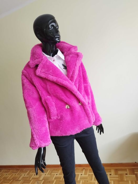 %_ITALY_kurtka/futerko_baranek_różowy/fuksja - S/L