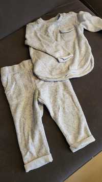 Komplet zestaw spodnie bluza bluzka welur 6-9 month