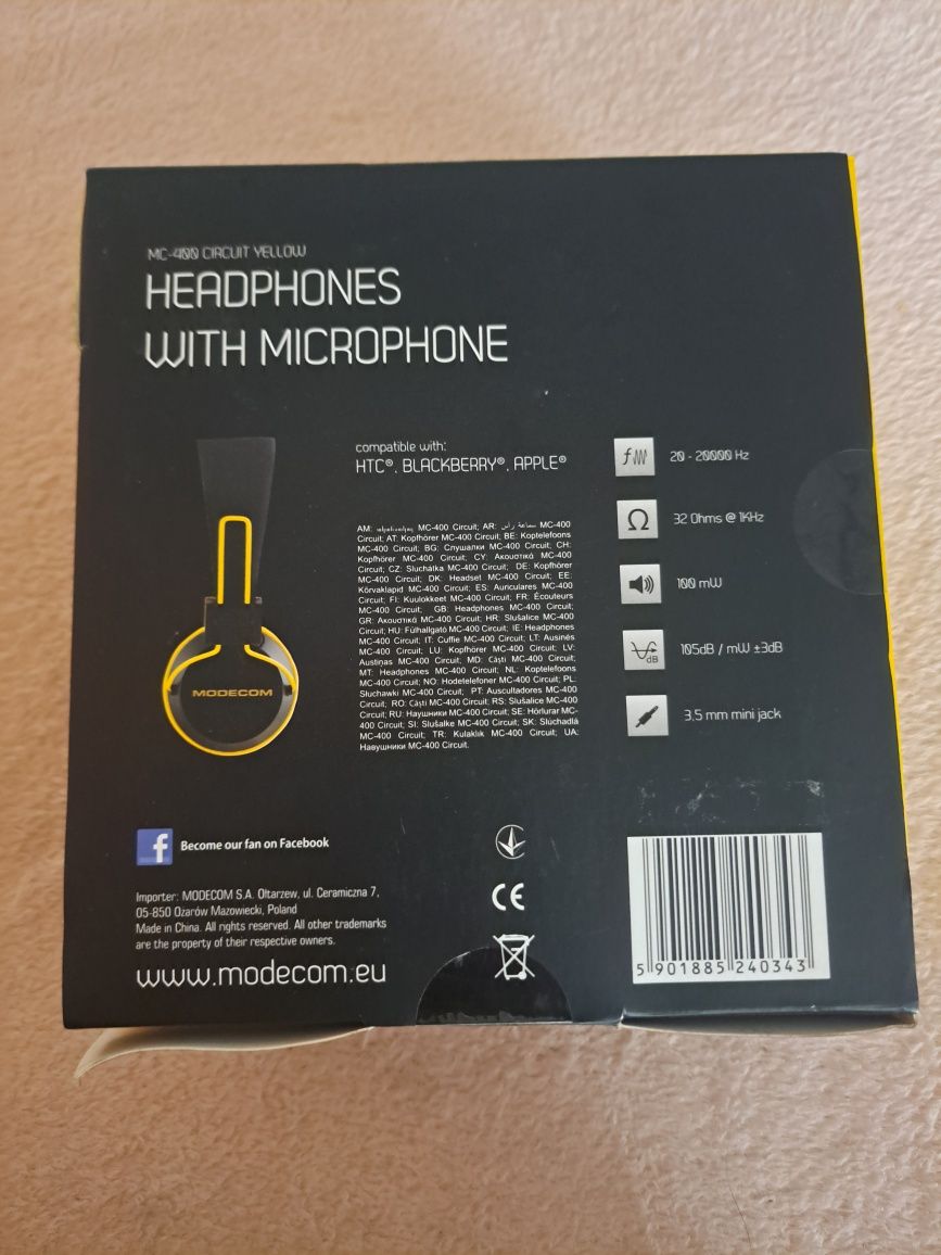Słuchawki MODECOM MC-400 Circuit Yellow