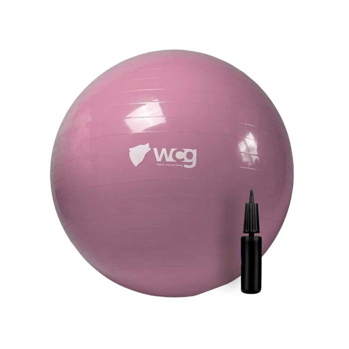 М'яч для фітнесу (фітбол) WCG 55 Anti-Burst 250кг Pale Pink + насос