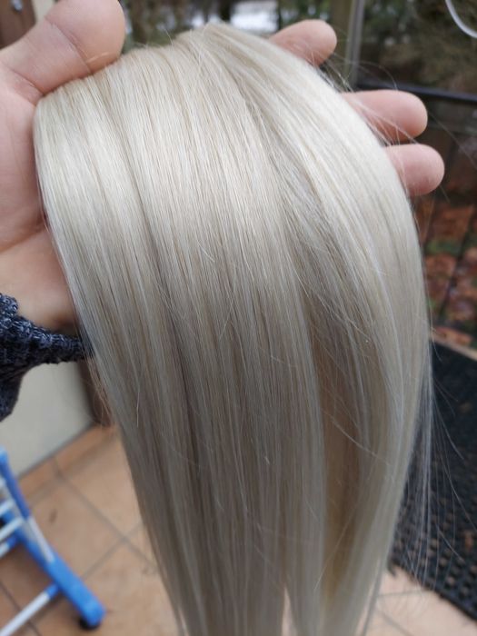 Włosy naturalne ok 52 cm 100 pasm 20i#60 + 100 ringów z silikonem