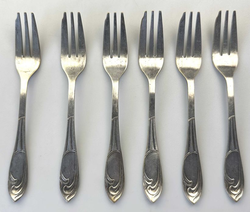 Widelczyki do ciasta 6 sztuk posrebrzane