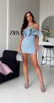 Niebieska nowa sukienka zara z kokardami  mini XS nowa