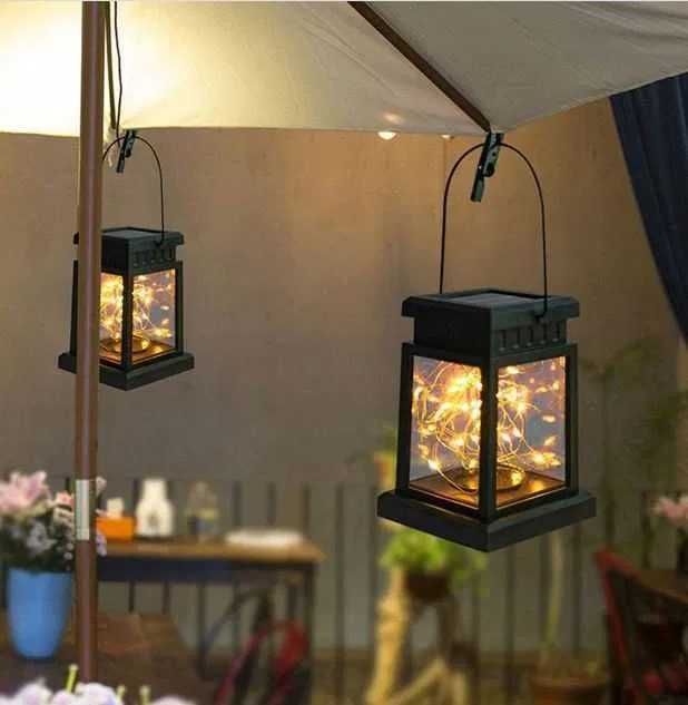 LAMPA SOLARNA 30 LED lampion lampka ogrodowa wisząca ciepły biały h216