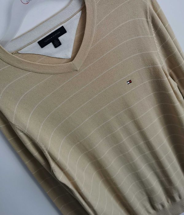Tommy Hilfiger sweter w serek bawełniany męski ORYGINALNY M/L