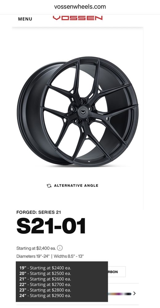 Оригинальные кованые диски VOSSEN S21-01 R22