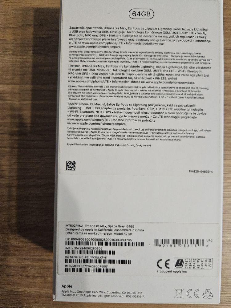 Iphone XS MAX 64GB + 2 x szkło prywatyzujące