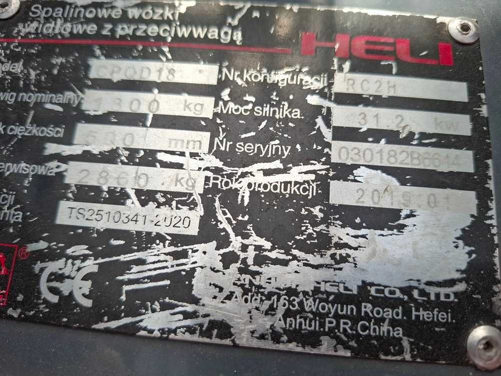 Wózek widłowy używany Heli 1.8t / Przebieg 776mth / Serwisowany/ UDT