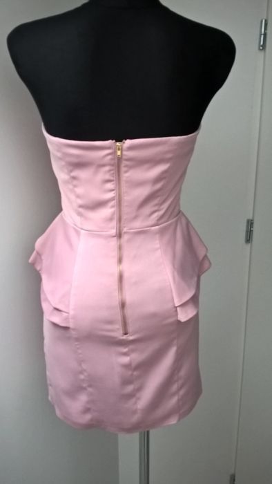 Baskinka H&M elegancka sukienka pudrowy róż wesele S 36