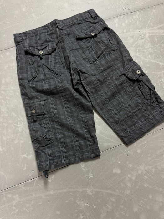 Cargo krótkie spodenki jeansowe w kratkę 90s (M/L) 80s y2k szorty