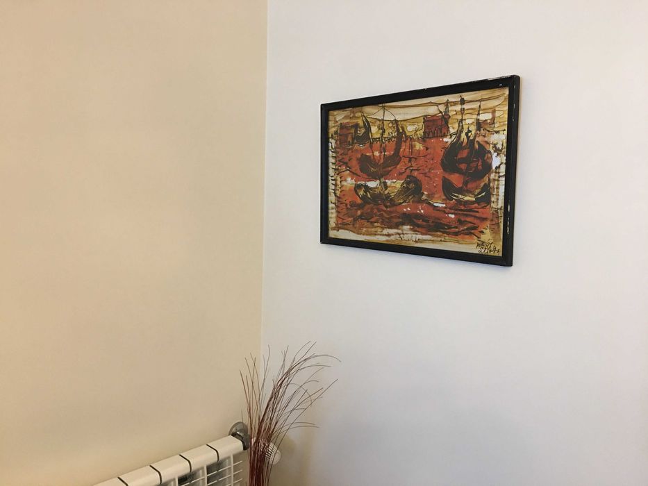 Mestre Mário Silva - Pintura assinada de 1974, motivo "Barcos"