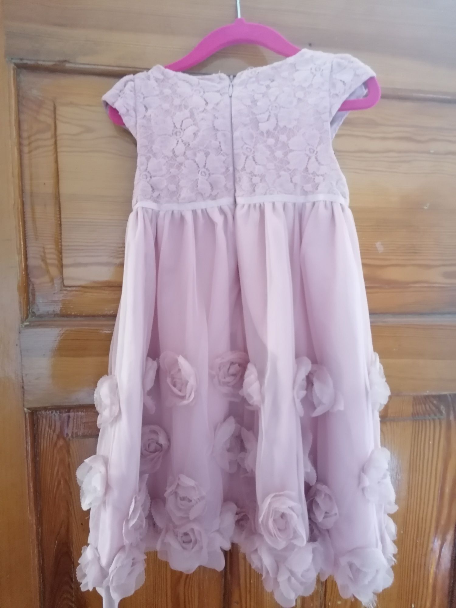 Sukienka z ciepłym bolerkiem 98 cm, różowa