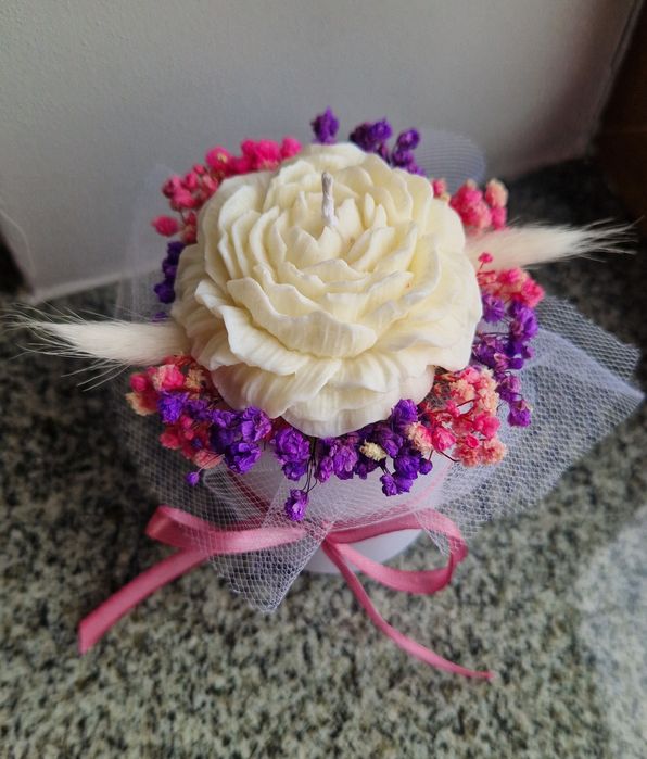 Flower box świece sojowe mini prezent dzień nauczyciela ozdoba