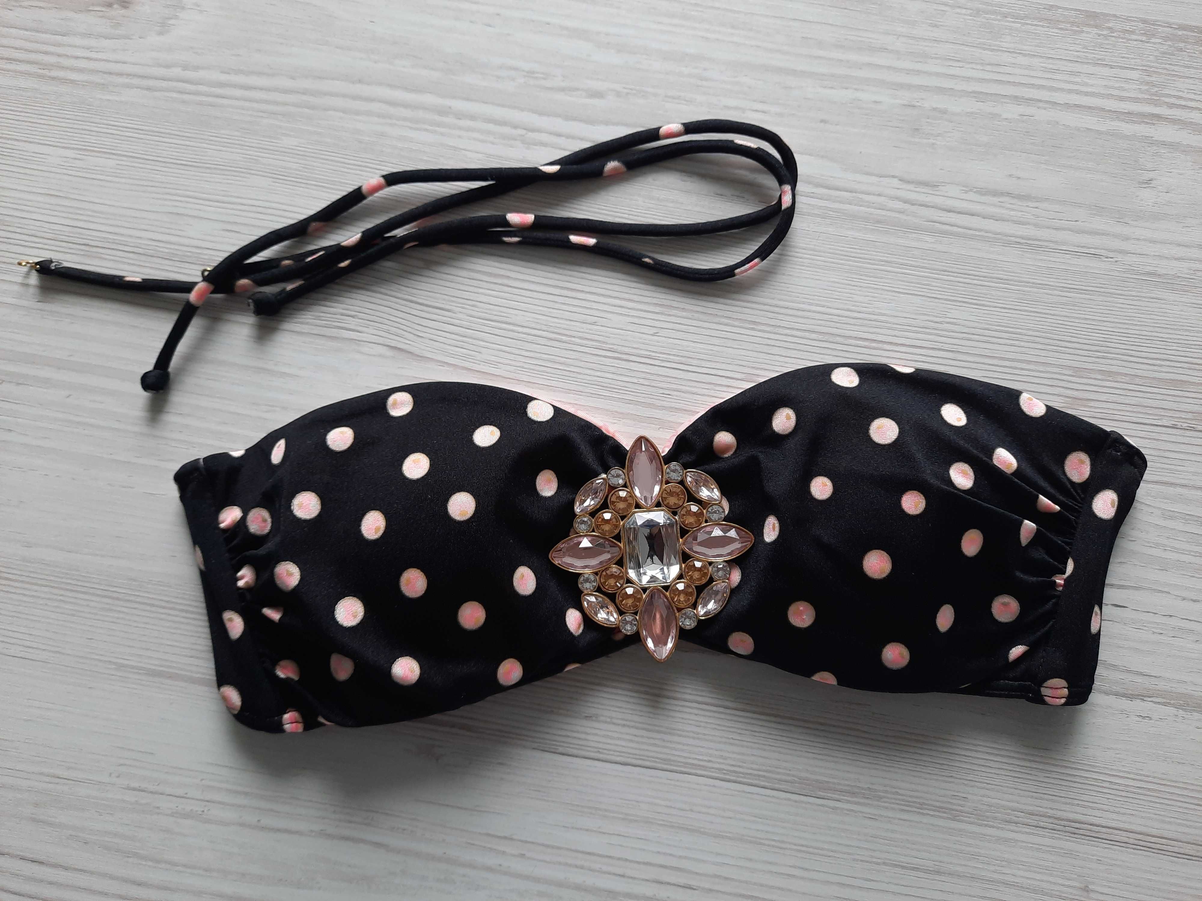Купальник Victoria's secret оригинал бандо пушап пайетки с брошкой S M