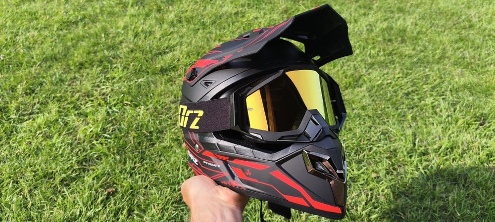 NOWY Kask cross okulary gogle na rower hulajnogę ORZ rozmiar L