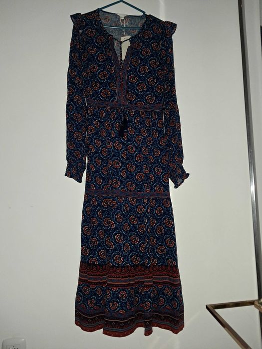 Vestido comprido estampado Springfield, novo