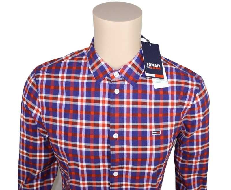 Męska koszula Tommy Jeans -Check Shirt Slim kratka Hilfiger nowa roz.M