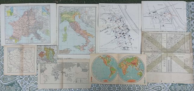 Stare przedwojenne mapy z ksiązek, atlasów, gazet