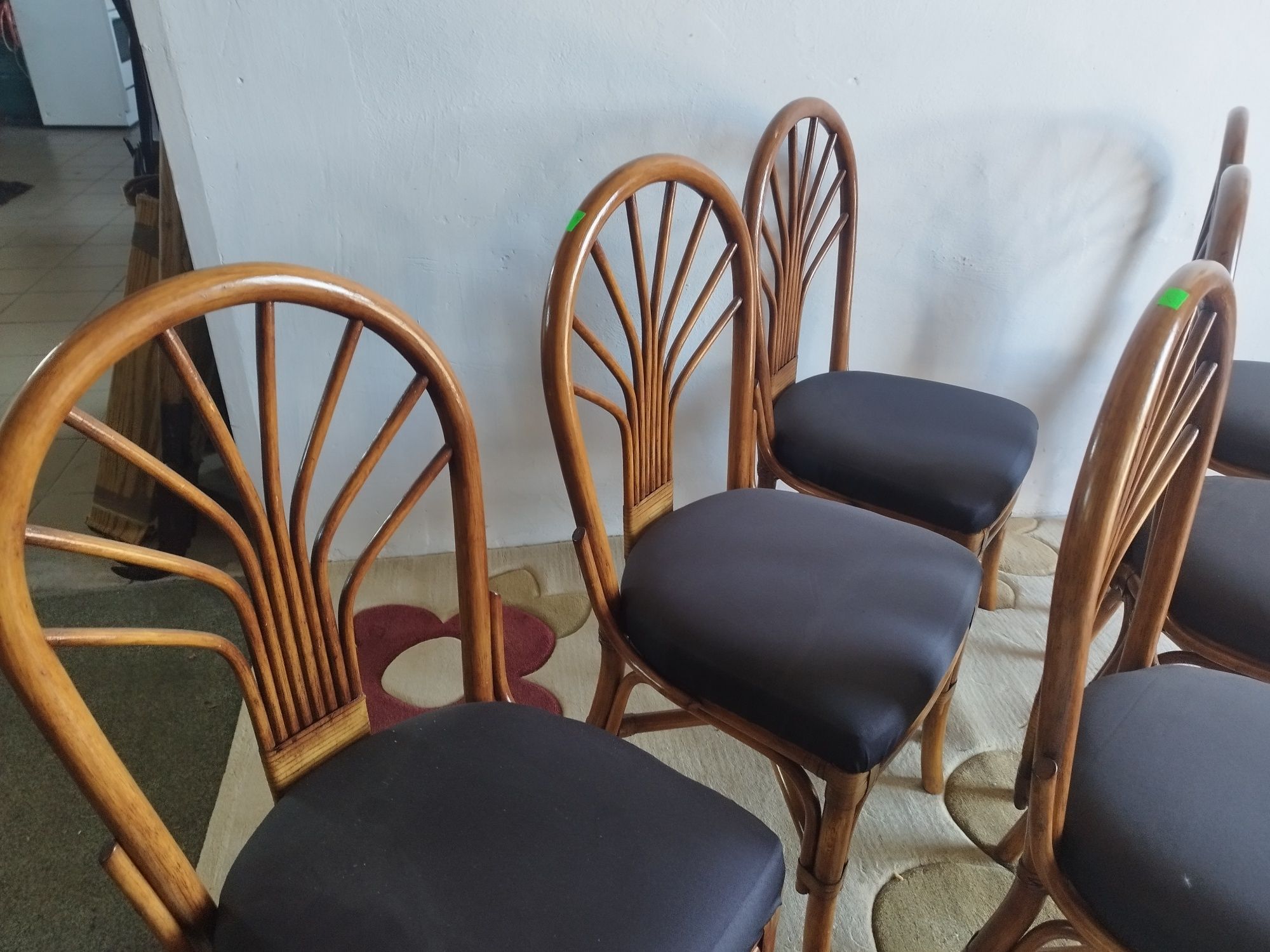 krzesła rattanowe VINTAGE 6 sztuk kuchenne tarasowe