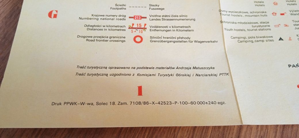 Stara mapa turystyczna Beskid sądecki PRL.