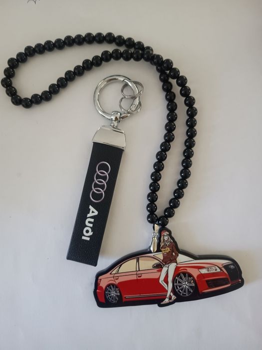 Audi brelok breloczek zawieszka na lusterko różaniec zestaw