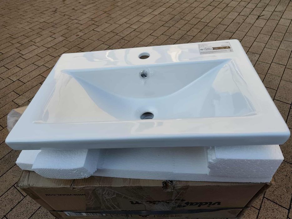 Umywalka wpuszczana, 61 x 39,5 x 18,5 cm, ceramiczna, biała