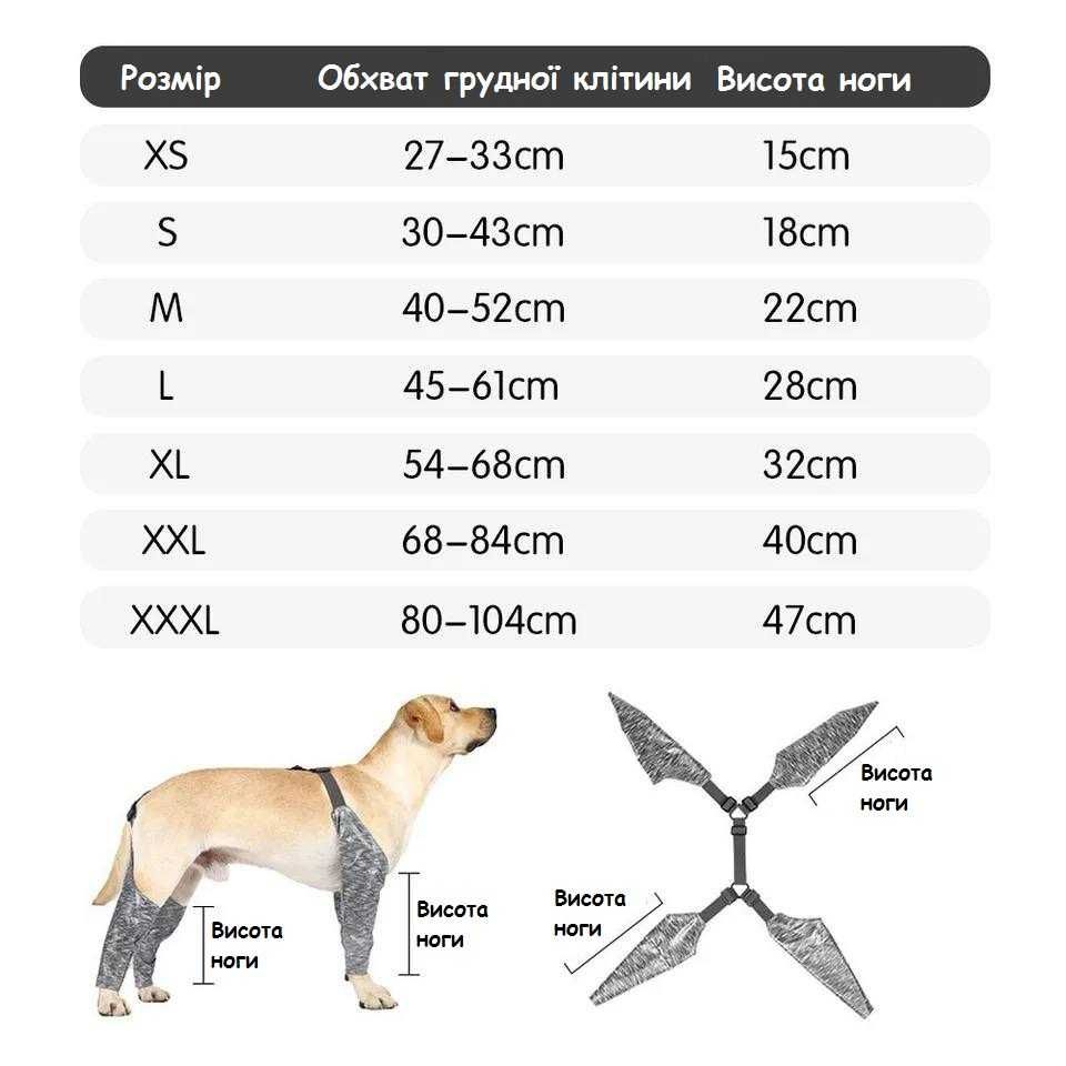 Захисний водостійкий рукав (дощовик) для передніх та задніх лап собаки