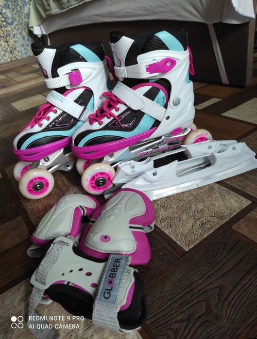 Роликові ковзани SportVida 4в1  р. 35-38 плюс захист