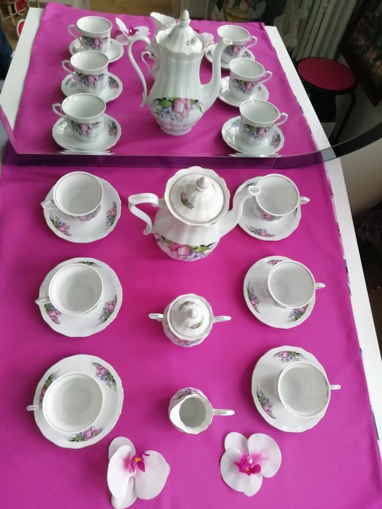 Zestaw do kawy 6 filiżanek - porcelana Wałbrzych