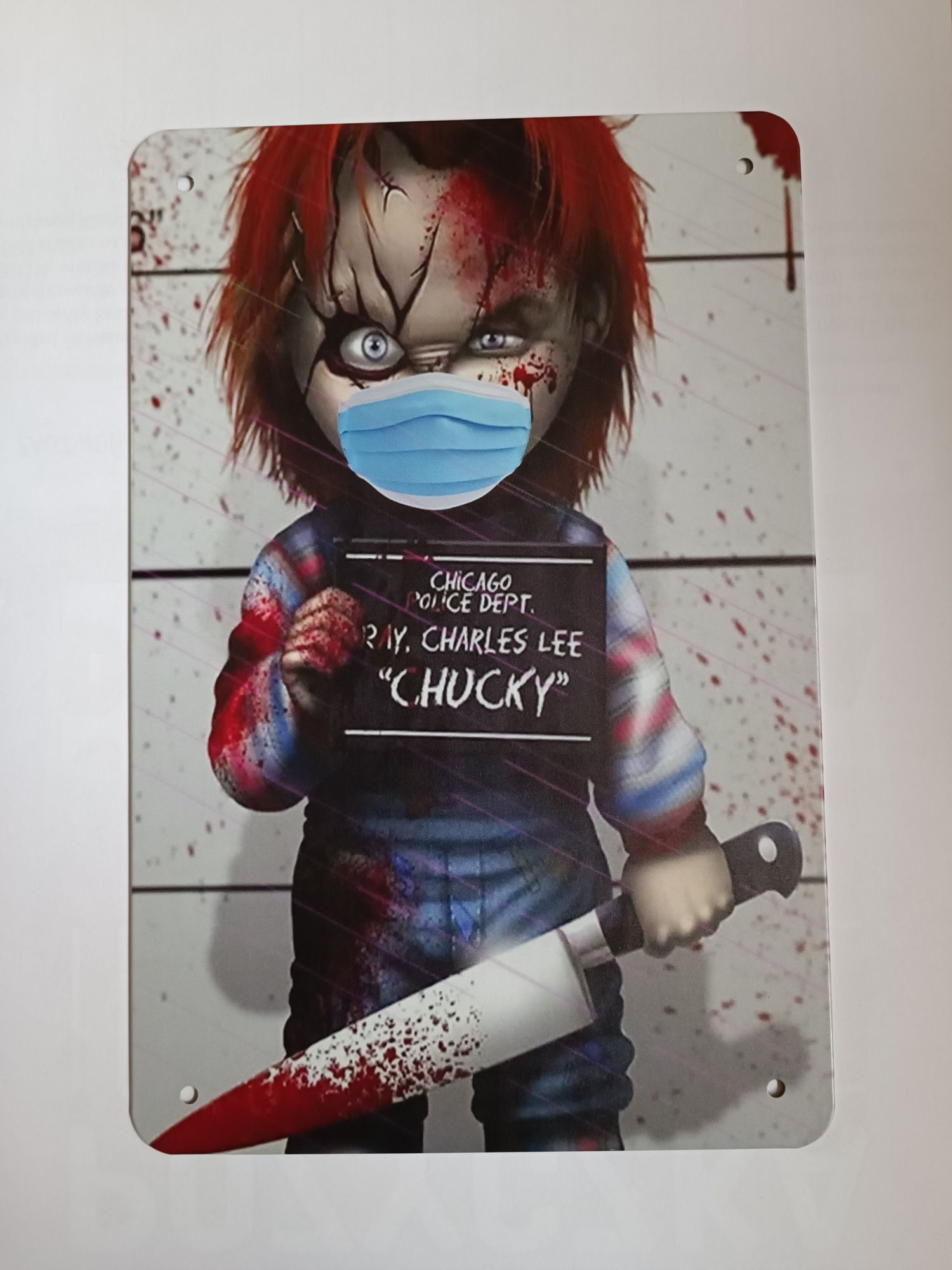 Nowy metalowy szyld Laleczka Chucky film kino horror bar loft garaż