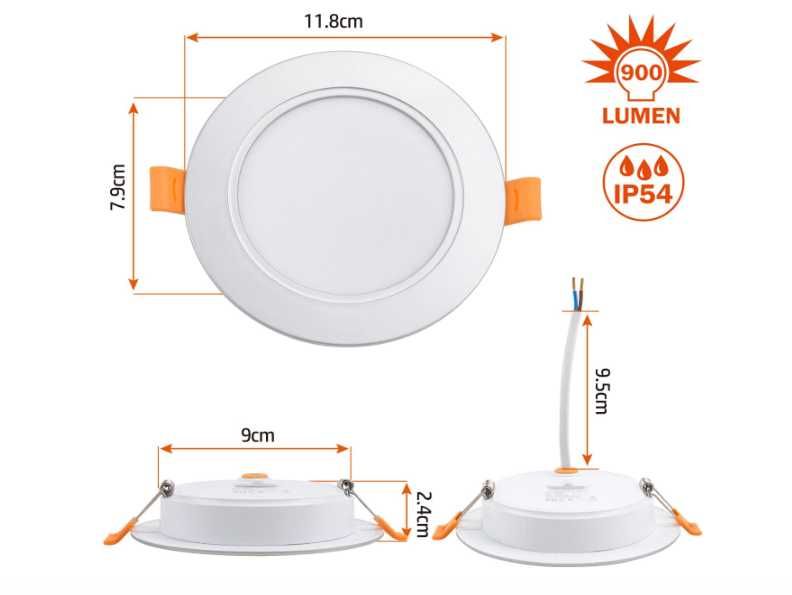 Oprawa wpuszczana LED, 230 V, 9 W zestaw 6 szt szary