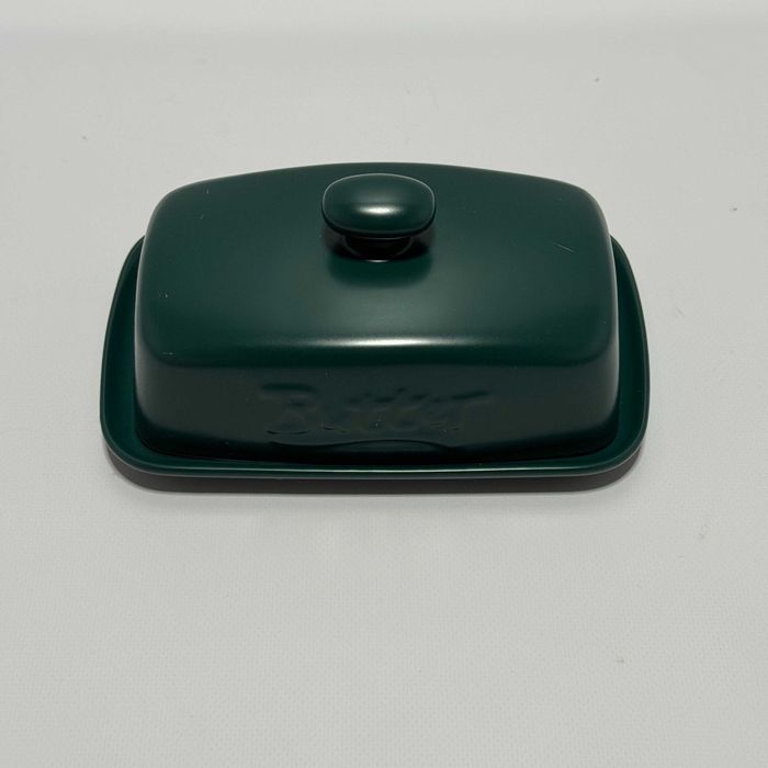 Porcelanowa maselniczka z pokrywką – Candidicap, matowa zieleń, duża