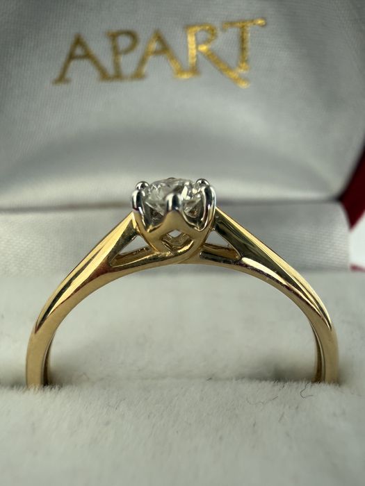 Pierścionek Apart - złoto 585, brylant 0,15 ct, certyfikat
