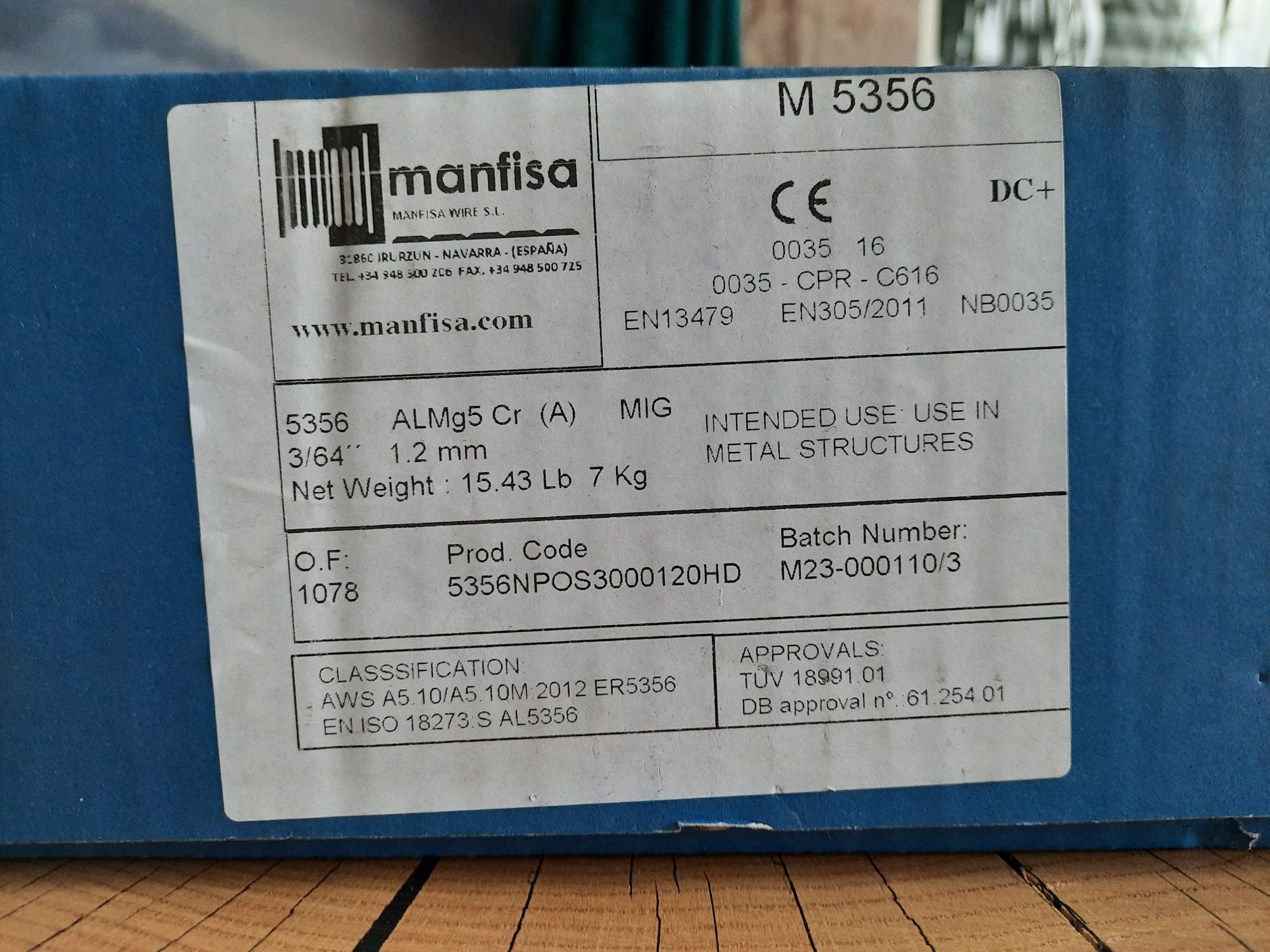 Drut do aluminium Manfisa 5356 FI 1.2 AlMg5