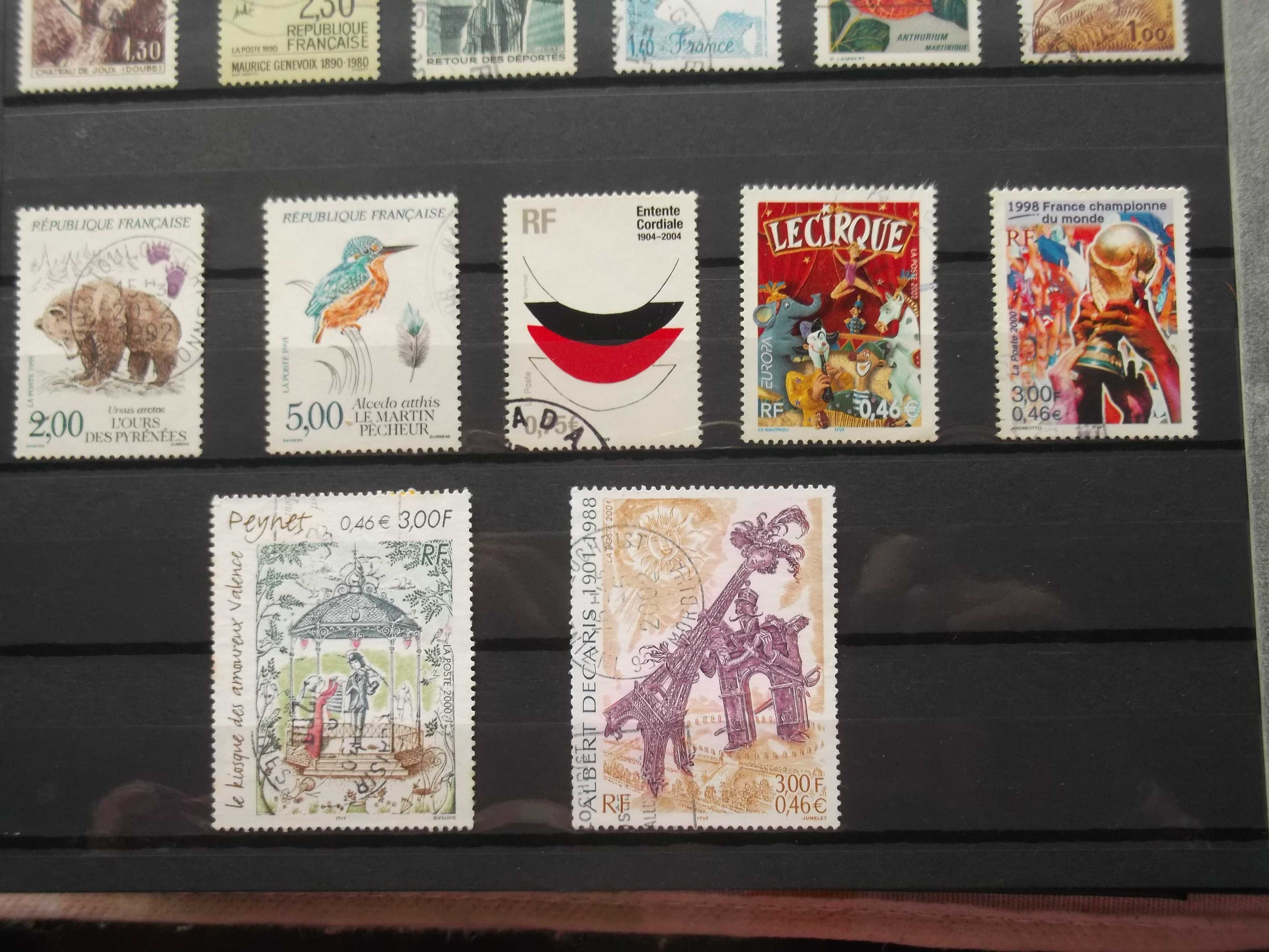 100 selos usados da França