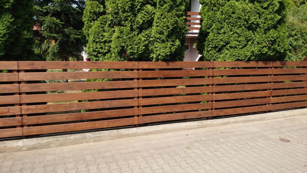 Ogrodzenie drewniane modrzew olcha panel drewniany płot sztacheta