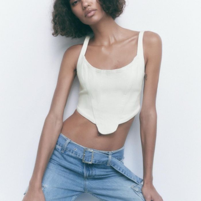 Білий корсетний топ Zara