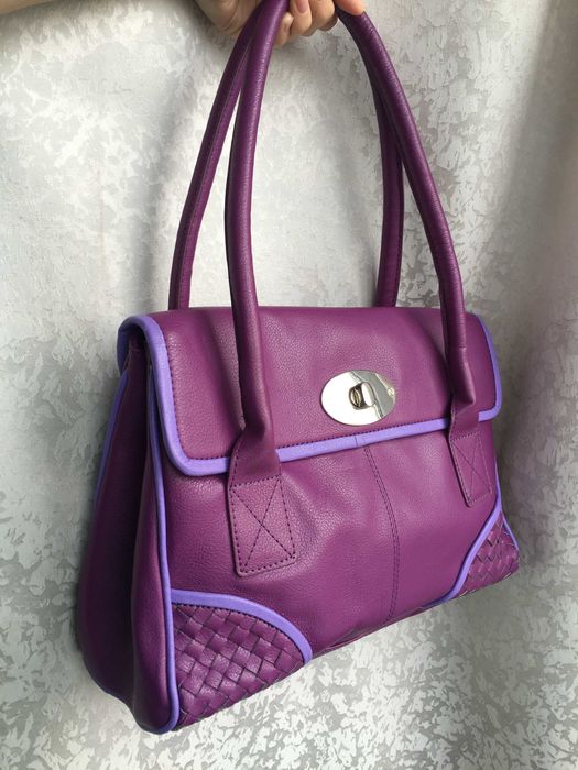 Кожаная фиолетовая сумка tommy & kate,  шкіряна сумка