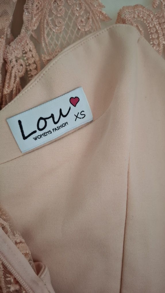 Łososiowa sukienka z cekinami Lou XS na wesele