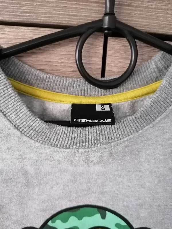 Bluza szara z nadrukiem małpa moro fishbone new Yorker S męska