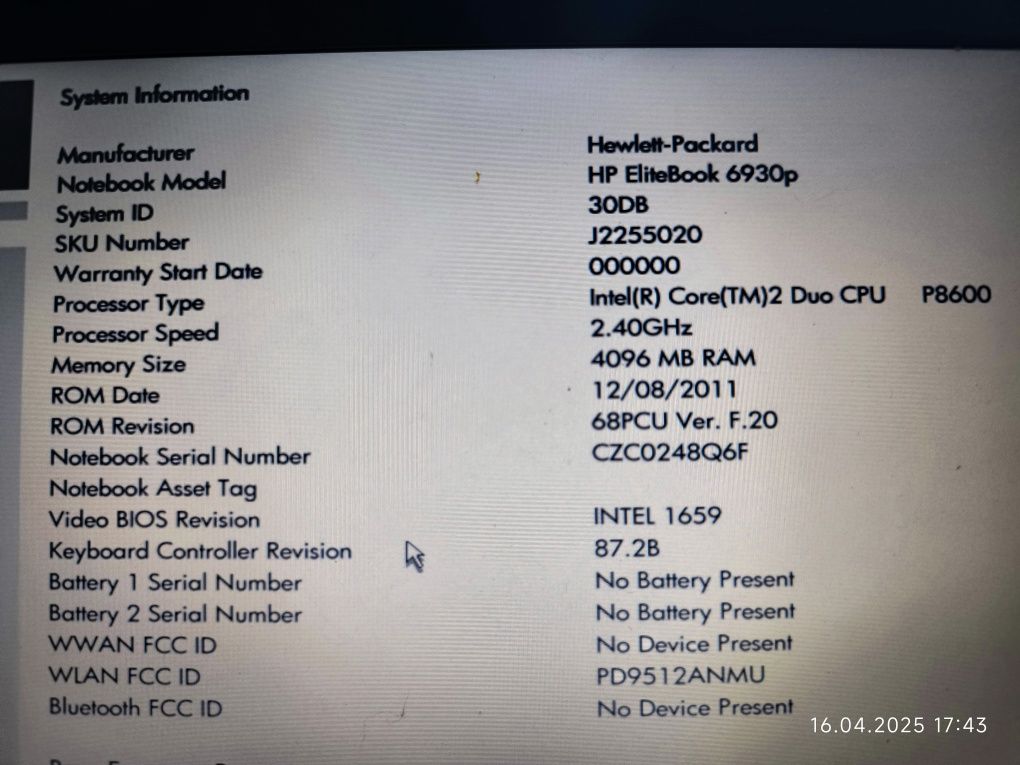 Laptop HP 6930p EliteBook
