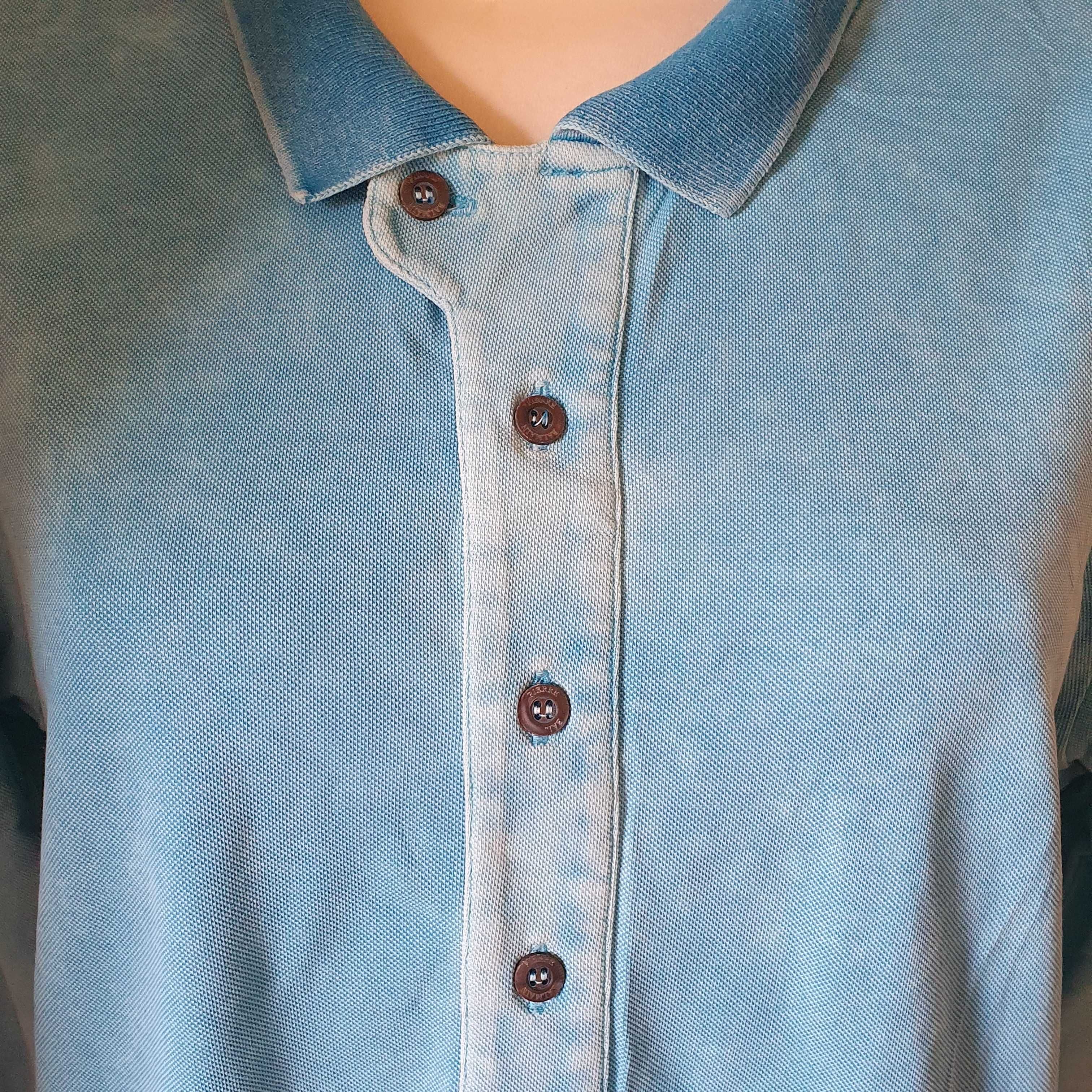 PIERRE BALMAIN faded/distressed look polo koszulka, metalowe logo, XL