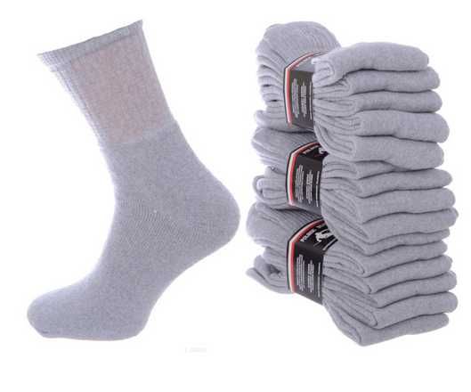 15 x Klasyczne skarpety męskie SZARE 39-42 bawełniane frotte 27-28cm