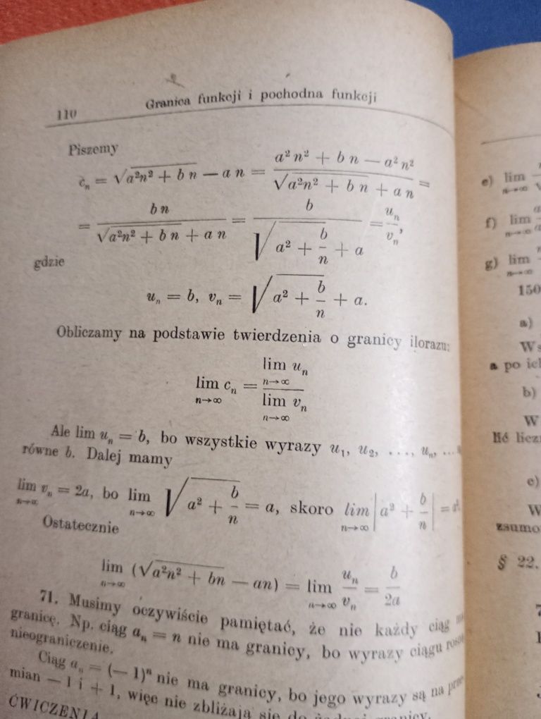 Matematyka - książka starszej daty - w nagłówku tematy, bez okładki