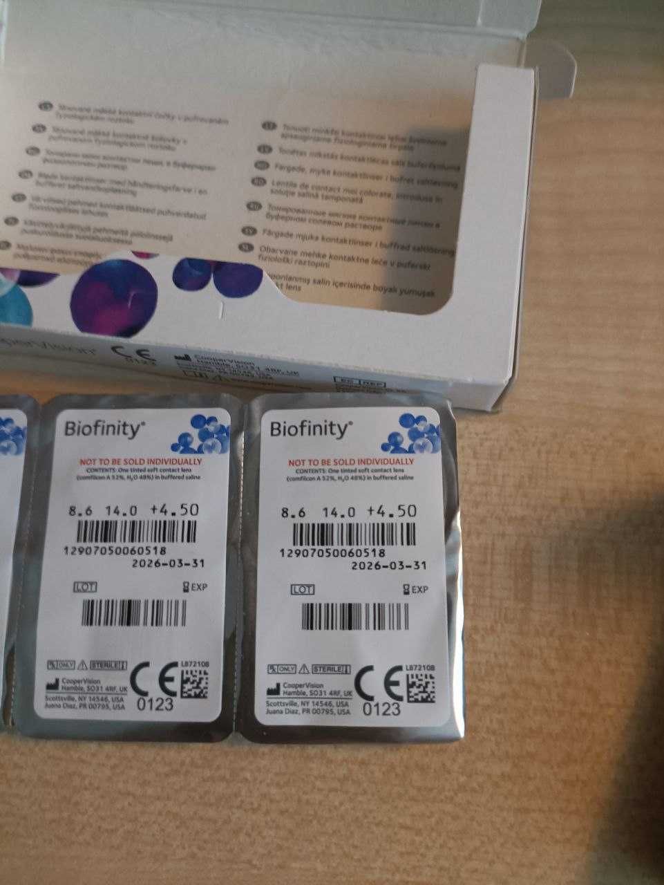 Лінзи Biofinity +4.50 (6шт)(Місячні)